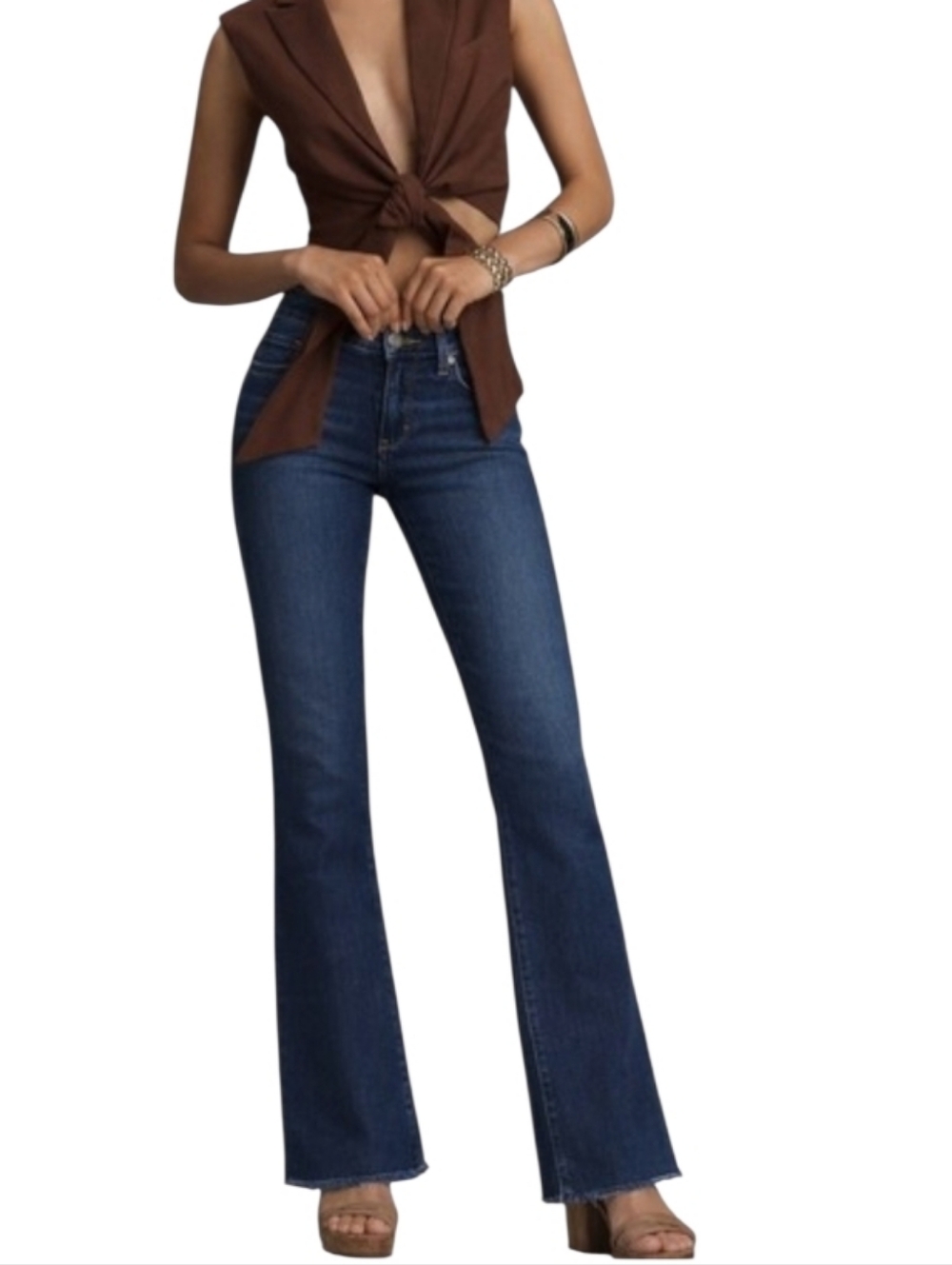 PAIGE Skyline Boot Dark Blue Mid-Rise Boot Cut Jeans